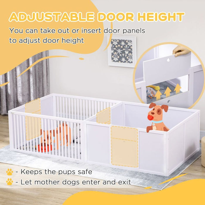 Premium 7-Panel Indoor Puppy Pen with 3 Doors & 2-Room Design