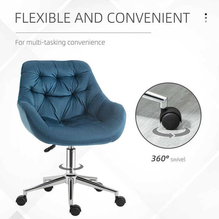 Blue Velvet Home Office Chair: Comfy, Adjustable Height, Armrest - High-Quality Desk Chair!