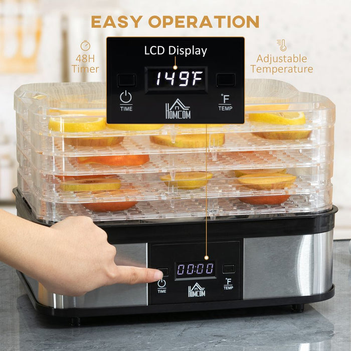 Premium Stainless Steel Food Dehydrator | 5-Tier | Timer | LCD Display | Efficient & Durable