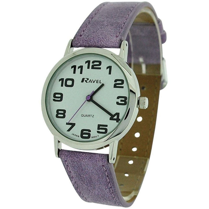 Ravel Unisex Classic Big Dial Purple Leather Strap Watch R0105.13.17A