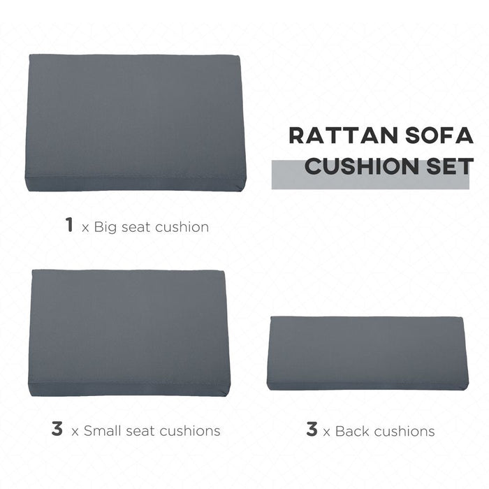 Premium Grey Outdoor Cushion Pads - 7 Pcs, Rattan Patio Conversation Set - Top Quality!