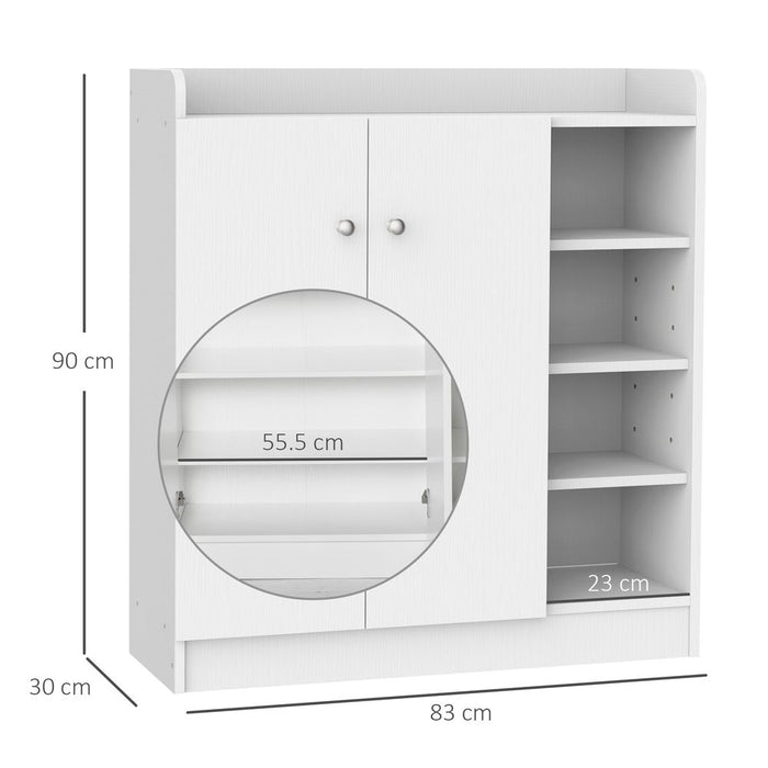 Premium Shoe Storage Cabinet - Adjustable Shelves, Sleek White Design