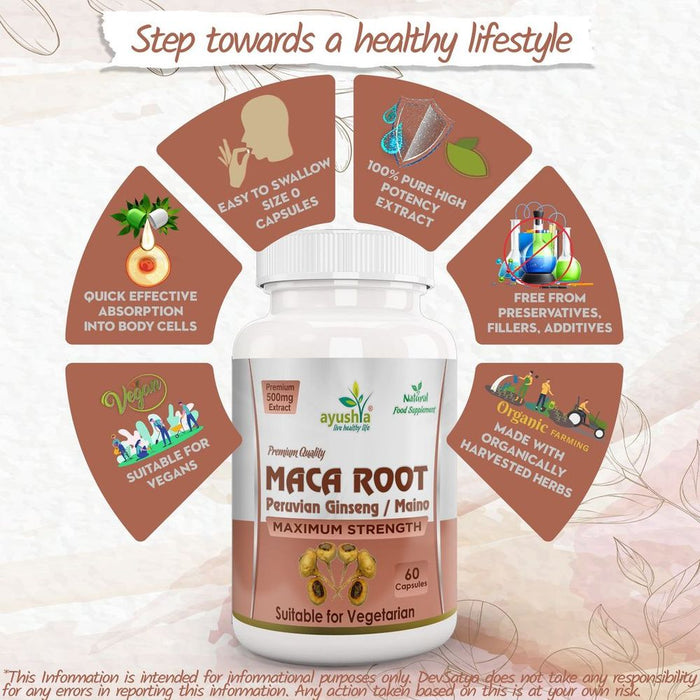 Maca Root Capsule - High Quality Peruvian Ginseng Supplement for Optimal Health and Wellness