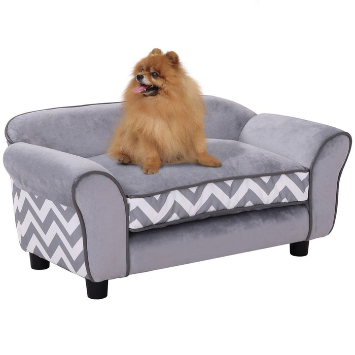 Plush Grey Dog Sofa Bed - Removable Cushion - XS Size - Quality Guarantee