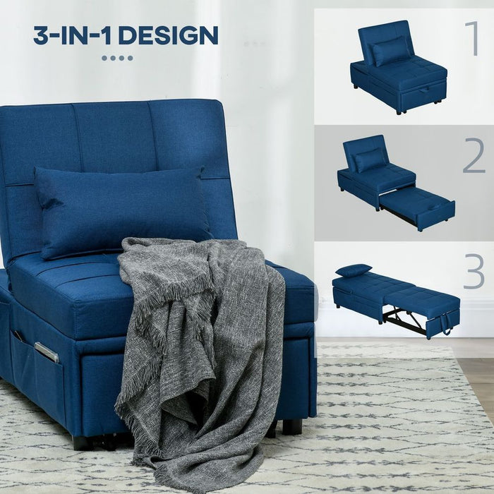 HOMCOM Folding Sofa Bed - Adjustable, Single Sleeper, Blue