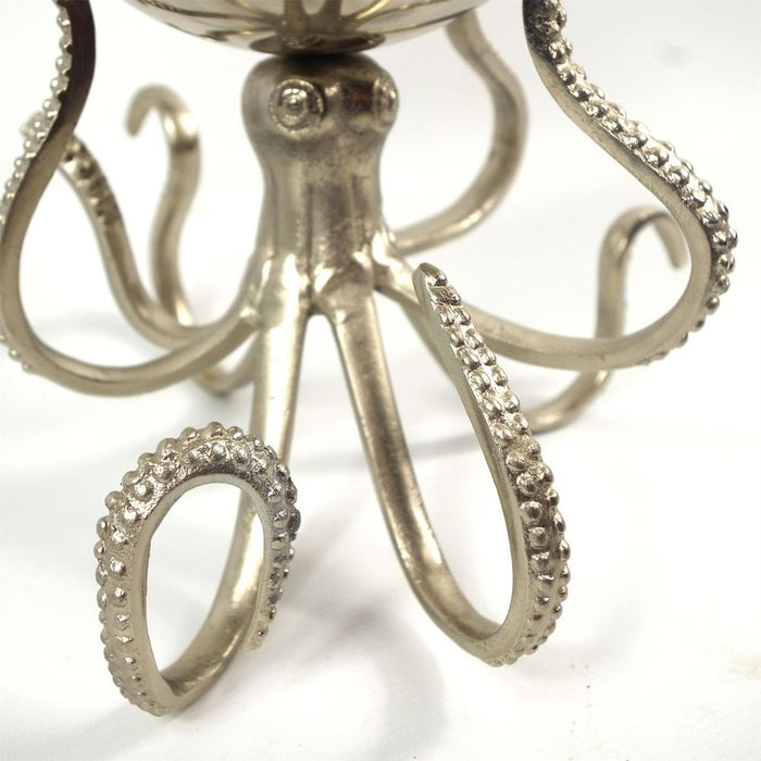 Exquisite 28cm Silver Octopus Bowl Planter - High Quality Metal, Handcrafted Luxury, Indoor Décor