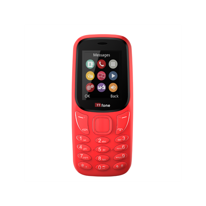 TTfone TT170 Red Dual SIM, Charger, Vodafone Pay As You Go. Unlocked for All SIMs.