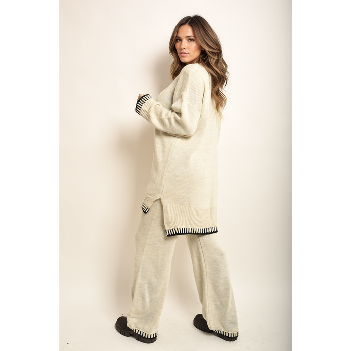 Cozy Knit Co-ord Set with Blanket Stitch - Ultimate Comfort & Style!