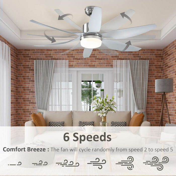 Sparkling Reversible Ceiling Fan, 3 Blades LED Light & Remote - HOMCOM