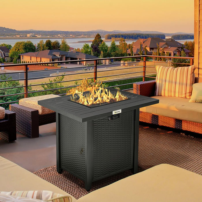 Outsunny Gas Firepit Table | 50,000 BTU | Protective Cover | Spark Guard