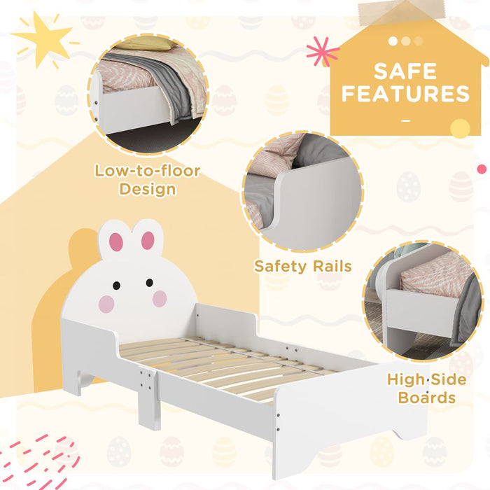 ZONEKIZ Toddler Bed, Kids Bedroom Furniture, Rabbit Design - White