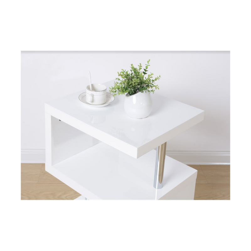 EFFULGENCE 3 Layer WHITE Coffee Table with BLUE LED Light