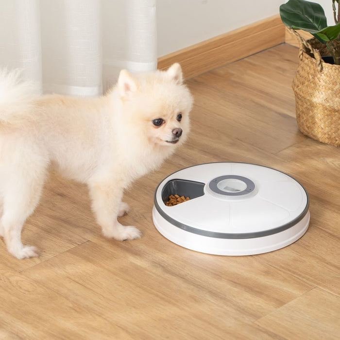 Convenient Automatic Pet Feeder - 6 Meals, Timer, White - Top Quality!