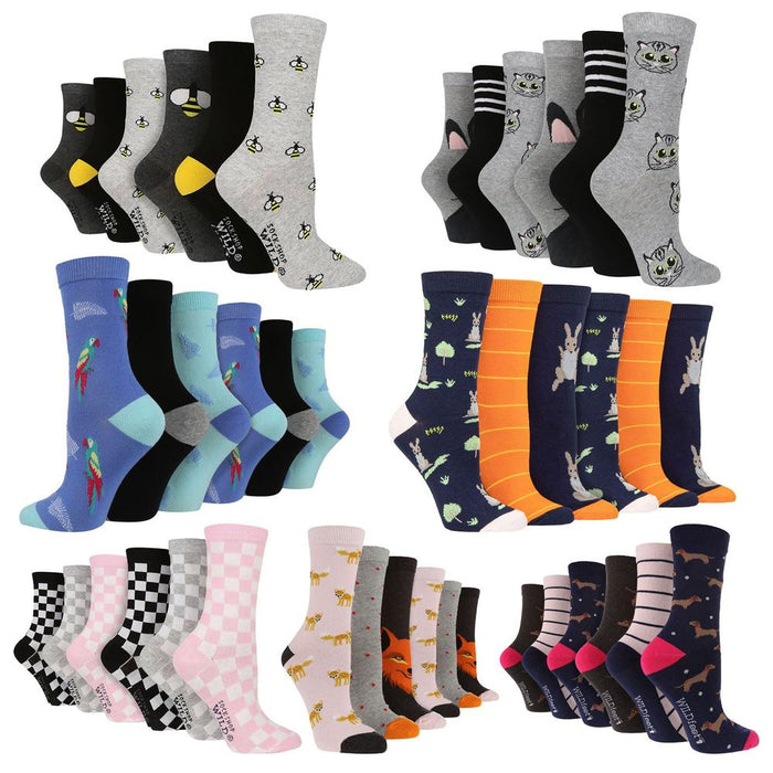 Wildfeet Ladies 6 Pack Cotton Rich Embroidered Socks