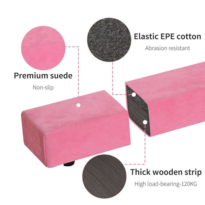 HOMCOM Balance Beam Trainer: Foldable, Pink Suede Gymnastics Equipment for Home. High-quality, versatile, and safe.