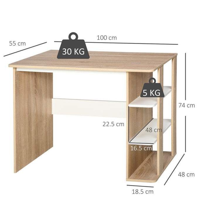 Duo Work Desk & 3-Tier Side Shelves | Wide Table | Sturdy Frame | 2-In-1