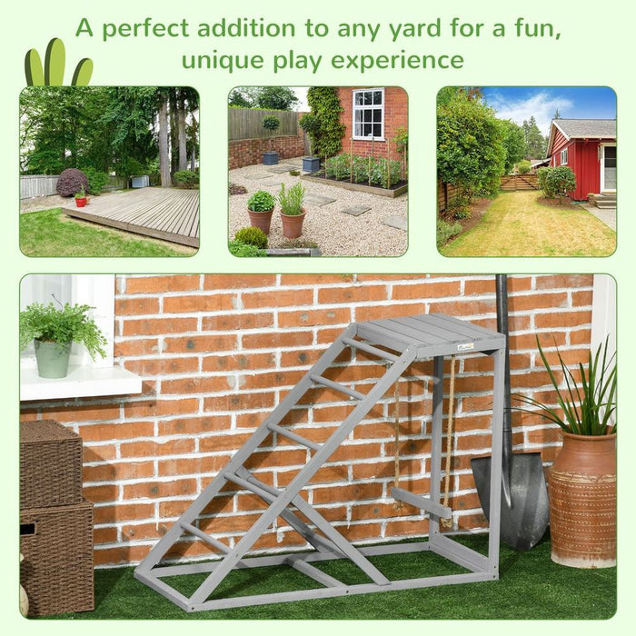 Ultimate Chicken Coop Toy: Swing, Ladder, Platform - 2 Chickens, Hens - Grey