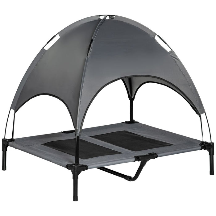 Ultimate Relaxation: Pawhut Elevated Dog Bed w/ Cooling Canopy - 92cm, Grey, UV Protection - Highest Quality!