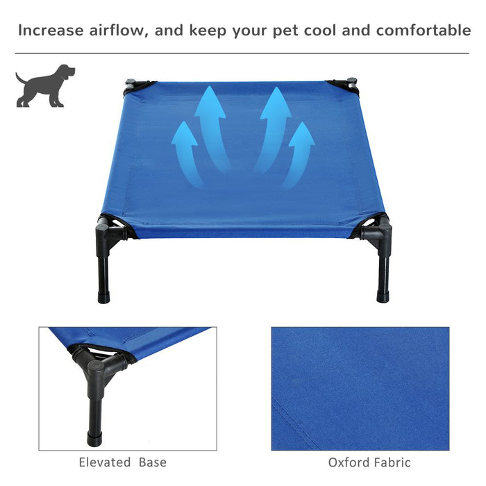 PawHut Elevated Pet Bed Portable Camping Raised Dog Bed w/ Metal Frame Blue (Medium)