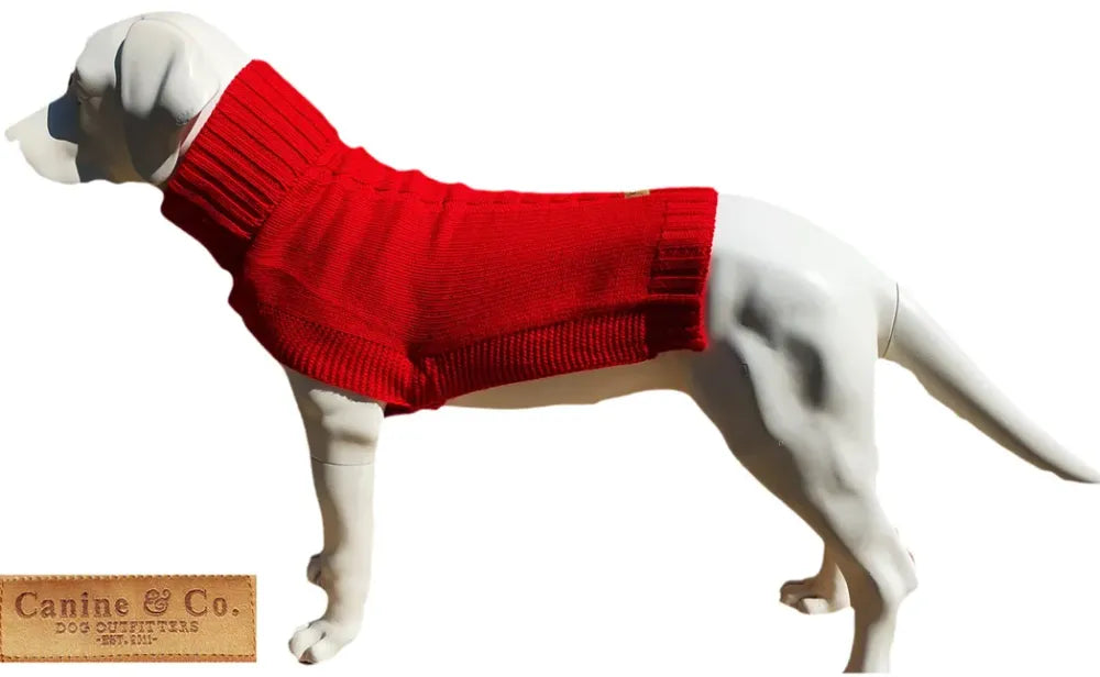 The Contemporary Red Jazz Dog Jumper - High Quality Cableknit Design