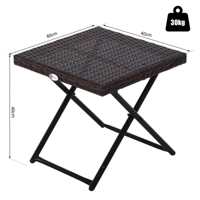 Premium Folding Square Rattan Coffee Table - Outdoor Bistro Balcony Garden - High-Quality Steel Frame - Weather Resistant