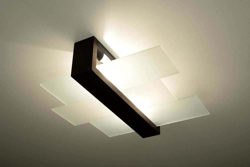 Celestial Glow: FENIKS 2 LED Wood/Glass Ceiling Lamp - Sleek & Modern - Ideal for Any Room