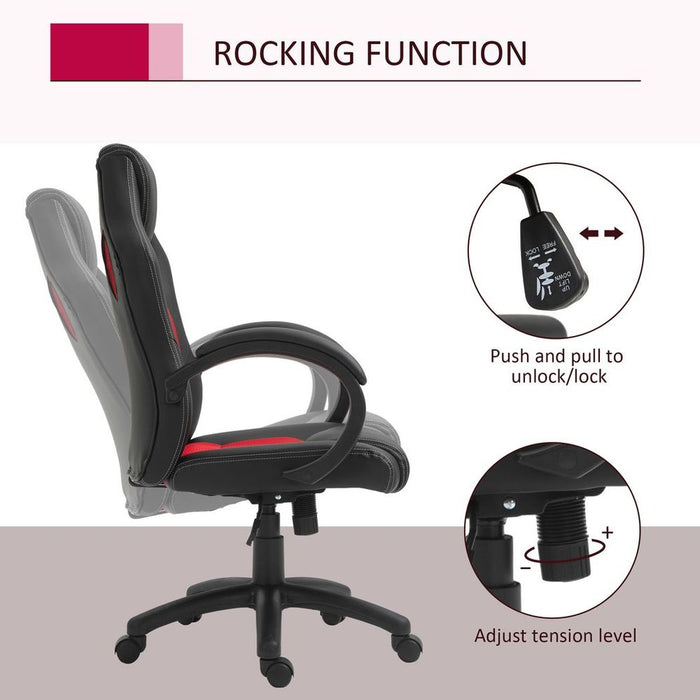 High-Quality Executive Racing Gaming Office Chair | Adjustable Height | 360° Swivel | PU Leather | Black