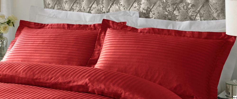 300 TC - 100% Cotton Sateen Stripe Pillowcase Pair Red