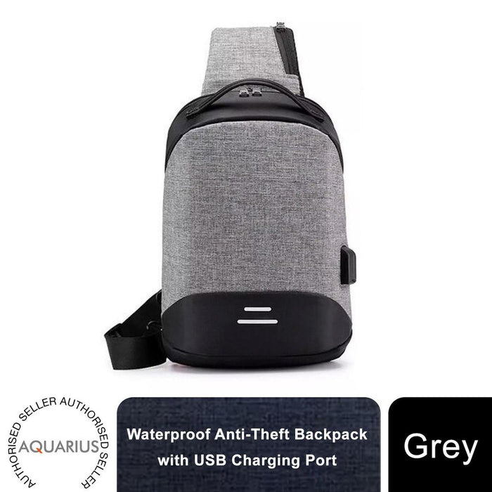 Aquarius Waterproof Anti-Theft USB Laptop Backpack - Travel School Bag