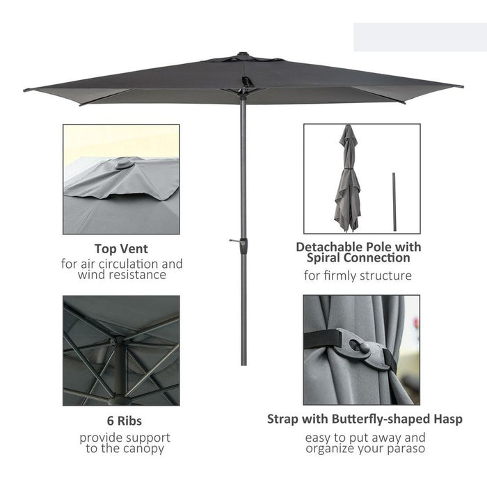 Premium Aluminium Garden Parasol: Sun Protection, Angle Adjustable, Grey