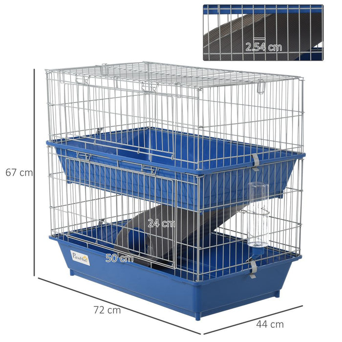 Spacious 2-Tier Small Animal Cage w/ Accessories - Perfect for Rabbits, Ferrets, and Chinchillas!