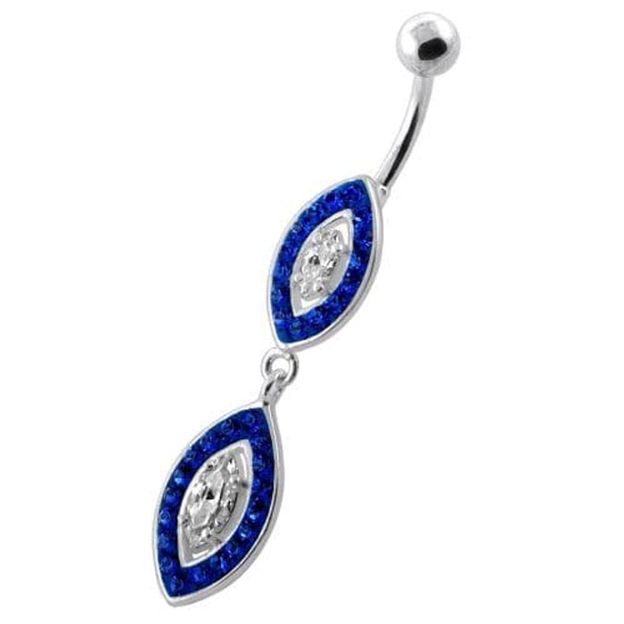 Multi Jeweled Twin Oval belly bar