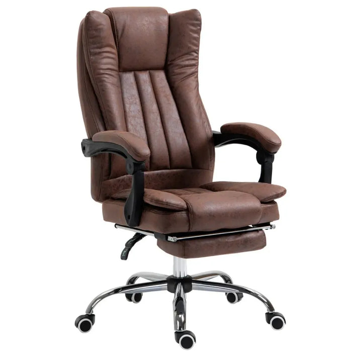 Premium Brown Executive Office Chair - High Back, Armrests, Footrest - Comfort & Functionality