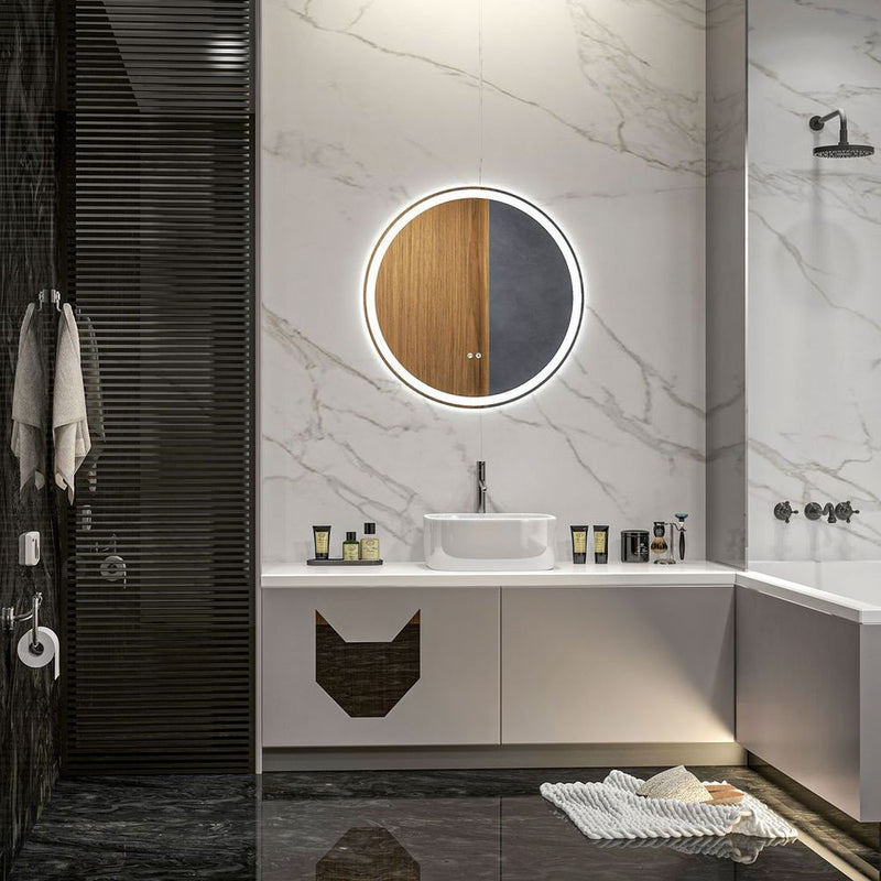 kleankin Dimmable Bathroom Mirror with LED Lights, 3 Colours, Defogging Film