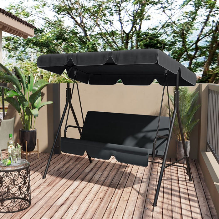 Premium Black 2 Seater Garden Swing Canopy - UV50+ Protection, Easy Installation - 200g Polyester