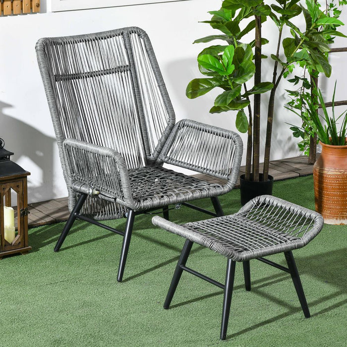 Premium Quality Adjustable Rattan Leisure Chair Set, Grey