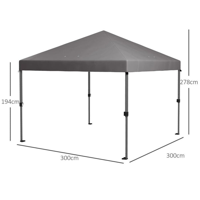 Outsunny 3x3 Pop Up Gazebo - Instant Shelter with 1-Button Push, Grey. High quality, fast assembly, perfect for outdoor gatherings.