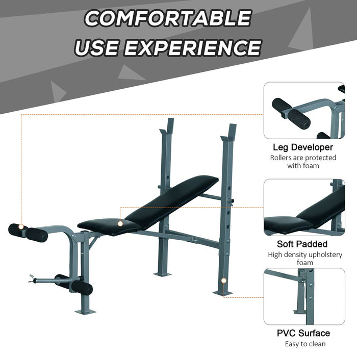 Premium Adjustable Weight Bench - Maximize Your Workouts with HOMCOM Gym Bench - Durable Steel Frame - Supports 200Kg - Ideal for Home Gym