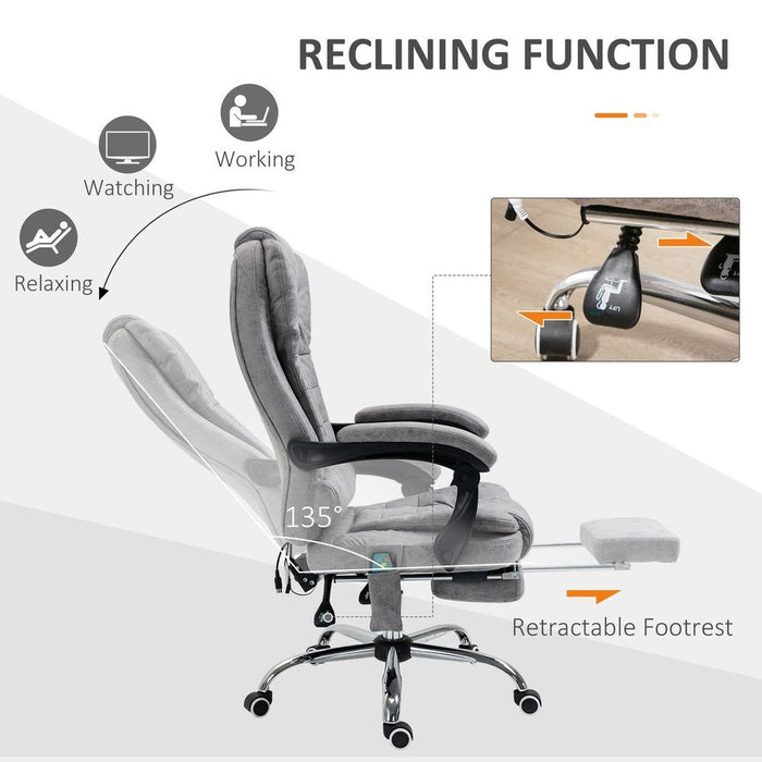 Vintage High Back Massage Office Chair (Grey) - 6 Vibration Points & Heated - Professional Quality