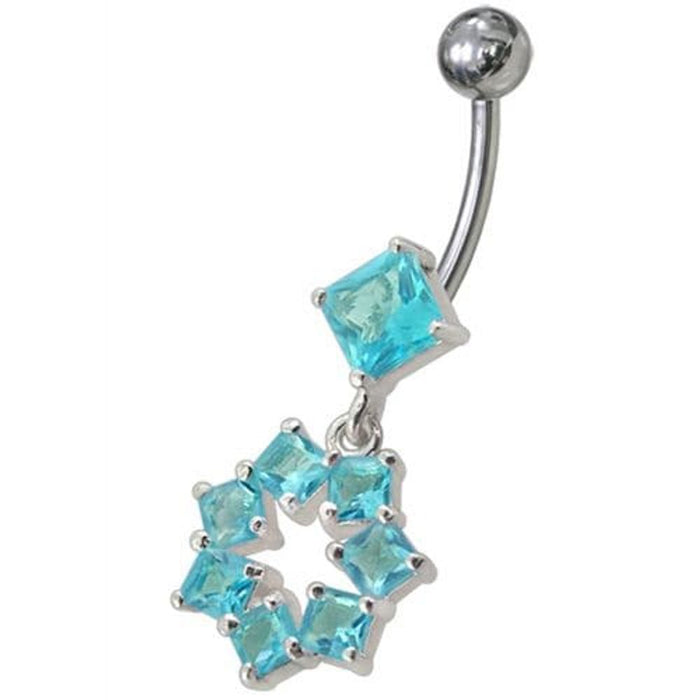 Fancy Dangling SS Banana Navel Belly Ring Body Jewelry