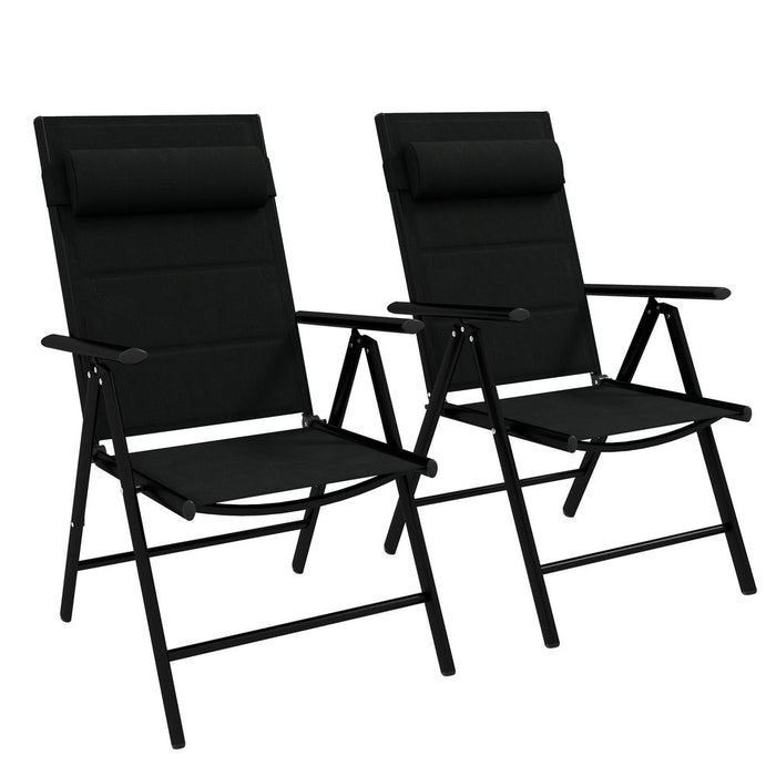 Premium Outdoor Folding Chairs - Padded - Set of 2 - Lightweight & Black - Buy Now!