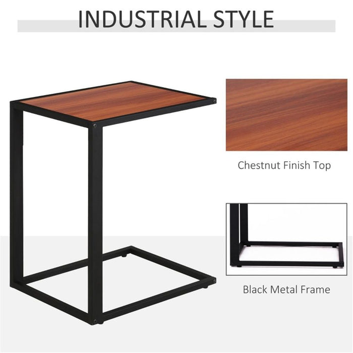 Top Coffee Table / C-Shaped Side Table for Home or Office | MDF Walnut and black