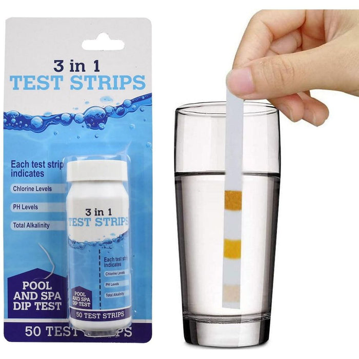 Crystal Clear 3-in-1 Pool Spa Test Strips 50 Pk. Total Chlorine, Alkalinity & pH AS-25822