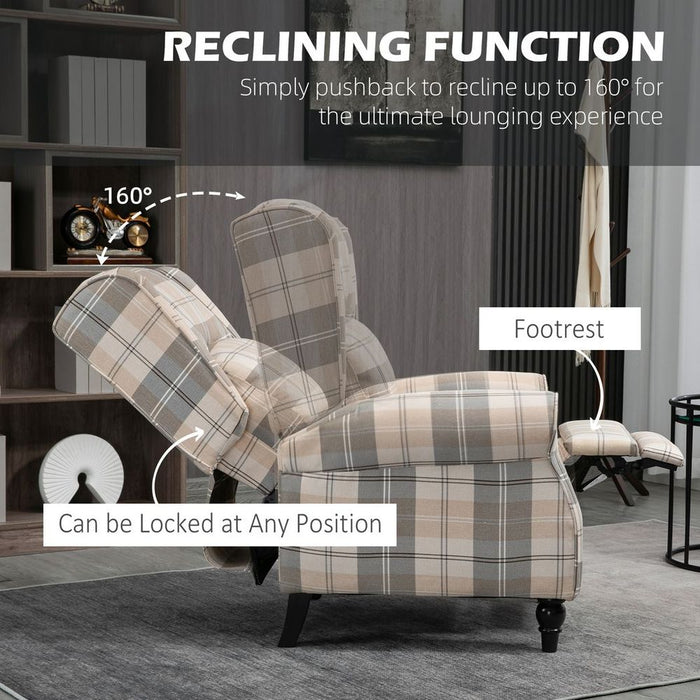 HOMCOM Recliner Chair for Living Room Wingback Chair with Padded Armrest Khaki