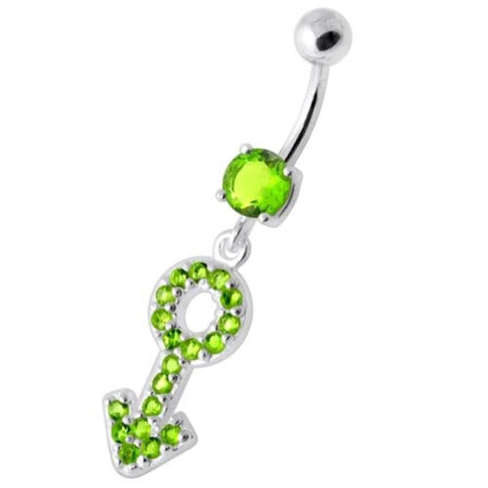 Gender Male symbol Silver Belly Ring