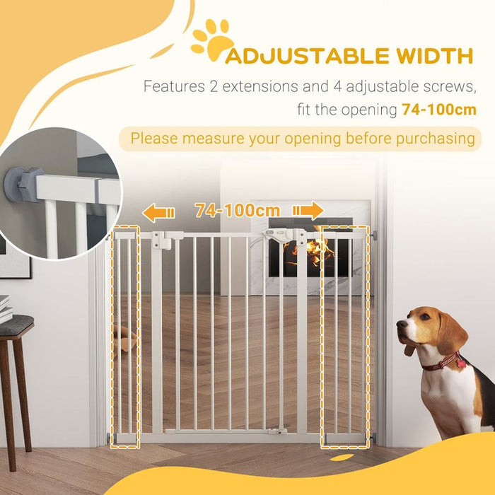 PawHut Adjustable Safety Gate - Keep Pets Secure w/ 2 Extensions & Screws