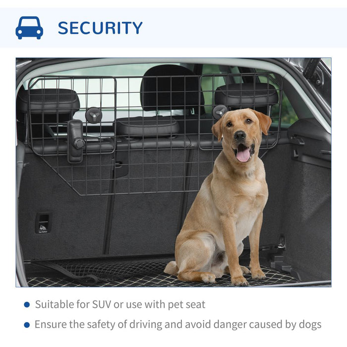 PawHut Heavy Duty Pet Dog Guard Wire Mesh Car Barrier Adjustable Auto SUVs Vehicle Fence Safety Grill Black