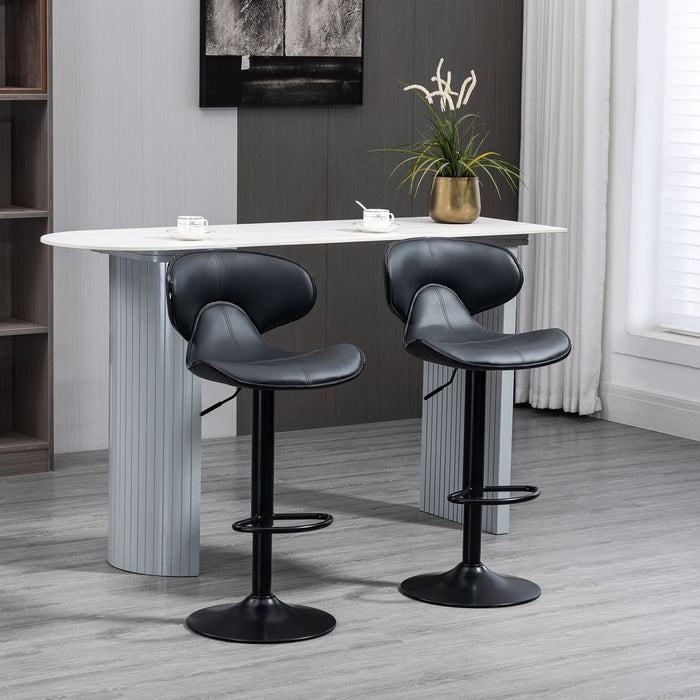 Premium Steel Frame Barstool Set - Footrest, Backrest, Gray Leather - High Quality