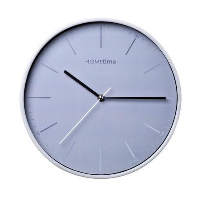 Hometime Round Wall Clock Light Grey Foil Numbers 30cm