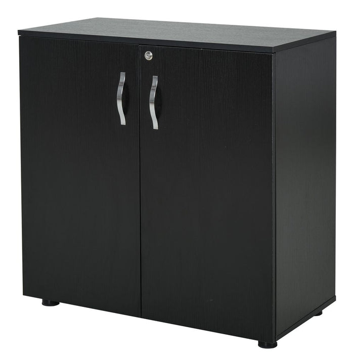 Premium 2-Tier Locking Office Cabinet - File Storage & Organisation - Black HOMCOM